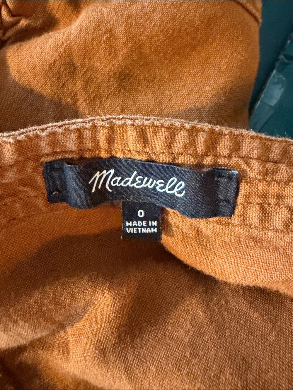 Madewell Seamed Puff-Sleeve Midi Dress Warm Coffee Size 0 Linen Blend - Picture 13 of 15